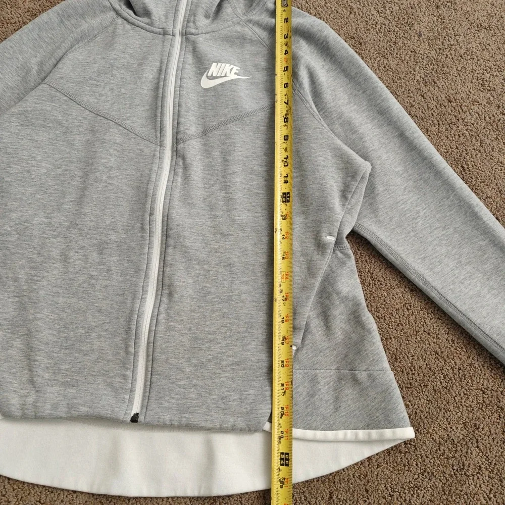 Nike Tech Fleece Full Zip Hoodie Women's Size L‎ Gray White Layering Athleisure